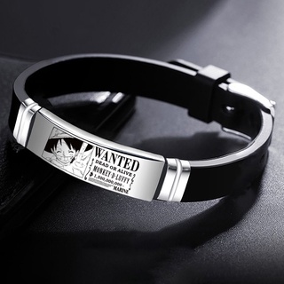 Anime One Piece Pulseira Personalizada De Chapéu De Palha Monkey-D-Luffy De Silicone De Aço Inoxidável Procurada