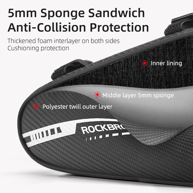 Detalhes do ROCKBROS Bolsa De Triângulo Reflexivo À Prova D'água Para Mountain Bike Bicicleta Quadros