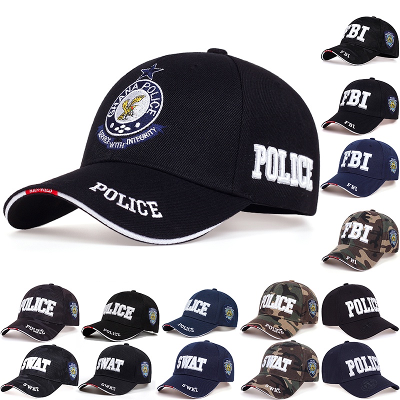 Boné De Beisebol Ajustável Unissex Com Letras Da Polícia 3D Chapéu Ao Ar Livre Casual Hip Hop Pai Trucker
