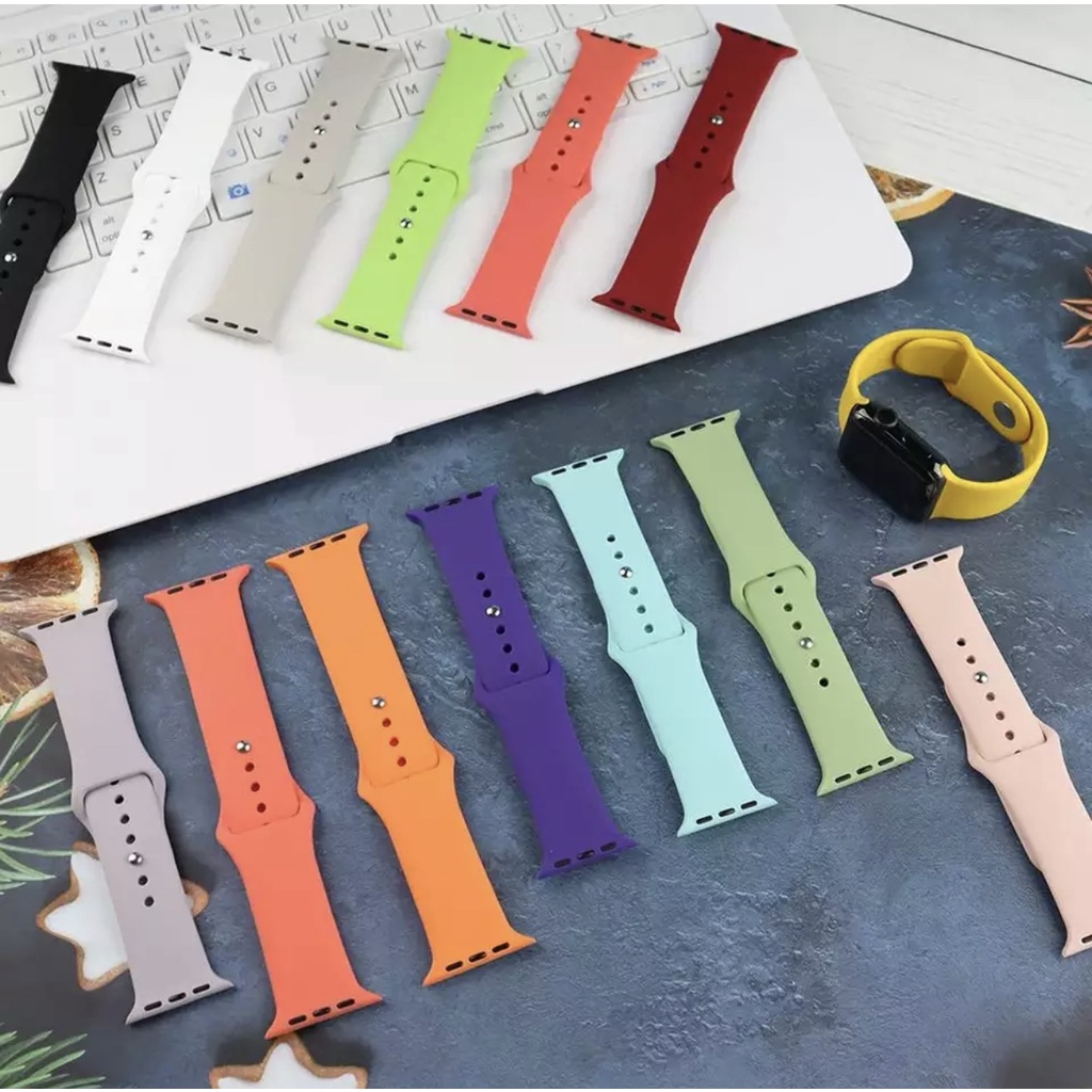 Pulseira Lisa Silicone Para SmartWatch Apple Watch e Iwo 38mm 40mm 41mm 42mm 44mm 45mm Series 1, 2, 3, 4, 5, 6 7 e SE