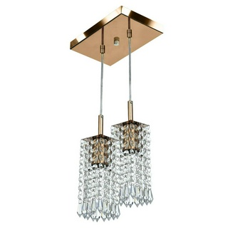 Lustre Pendente Clearcrillic Duplo Cristal Acrilico Cobre