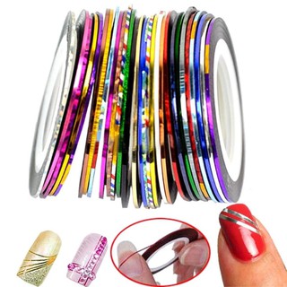 Fitas Decorativas Metalizadas Adesivas Auto Colante Para Unhas Fitilho Fio De Ouro Varias Cores Disponíveis Modelos Holográficos
