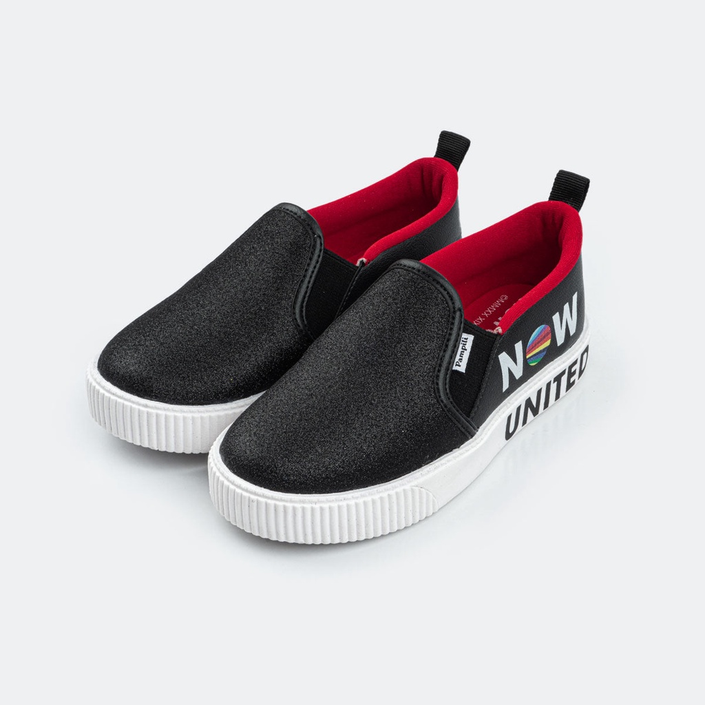 Tênis Now United Pampili Infantil Feminino Slip On Luna Preto