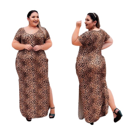 Vestido Plus Size Barato Com Manga E Bolso Faca Oncinha