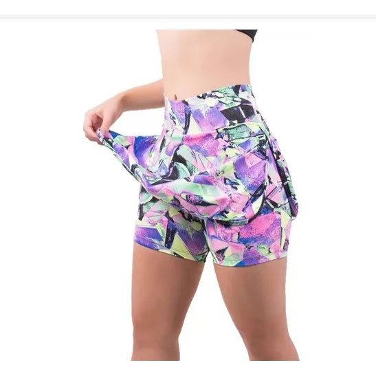 Short Saia Fitness Estampado Feminina Academia Tapa Bumbum