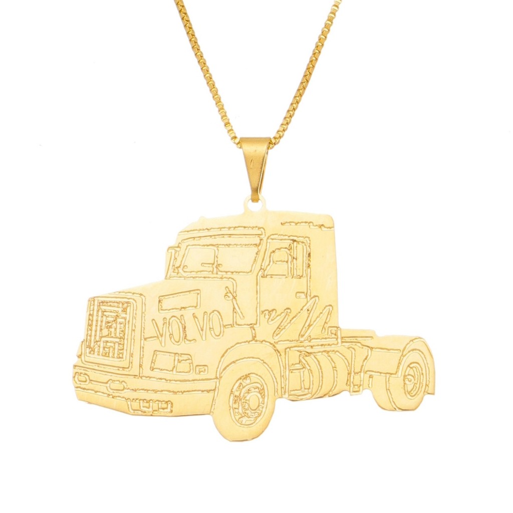 Pingente Caminhão Volvo Edc Folheado a Ouro 18k