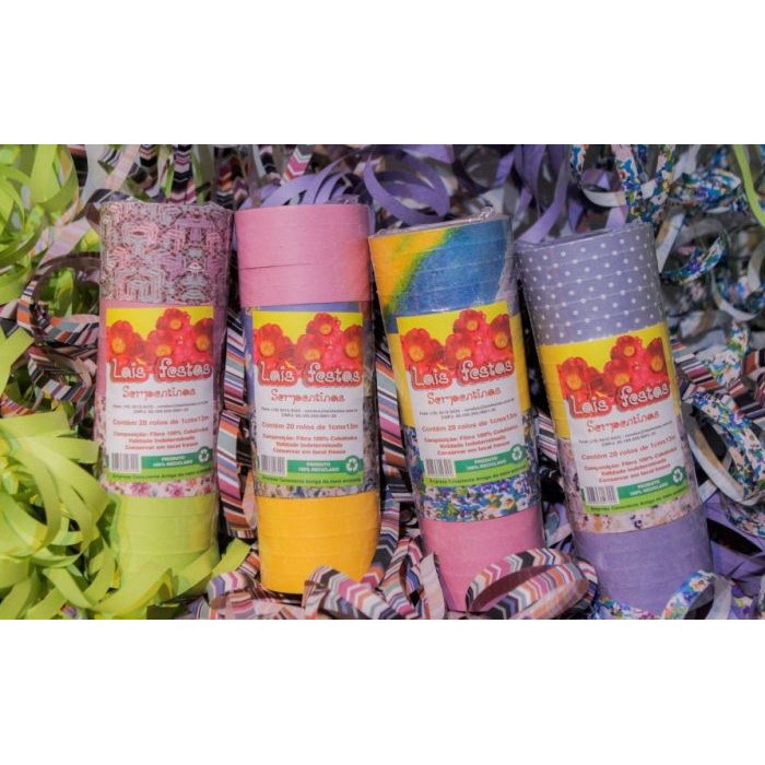 120 Rolos Serpentina Lais Festas Carnaval  de 13m Produto 100% Reciclado Cores Sortidas