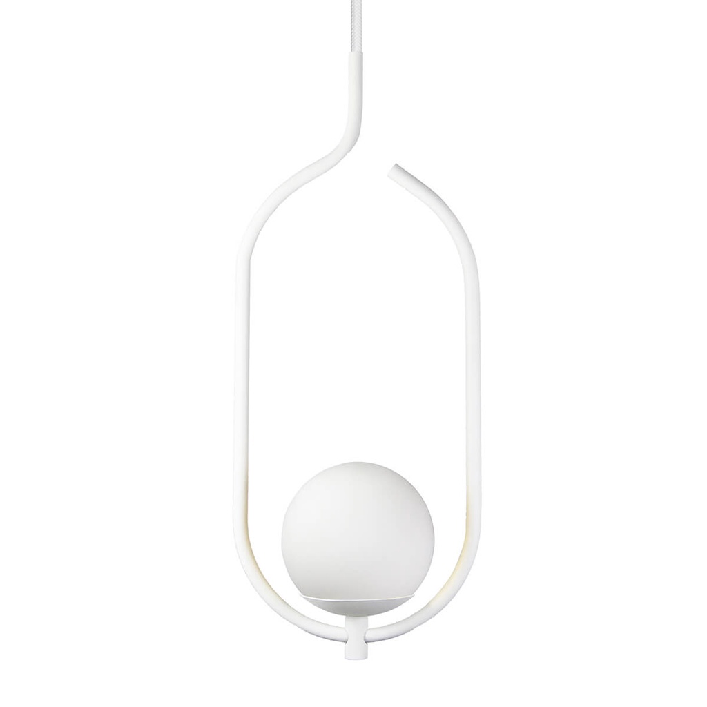 Lustre Pendente ON CLIP - BRANCO com globo de vidro branco