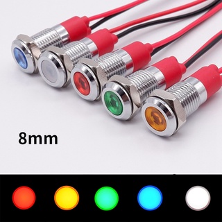 8mm Aviso LED Indicador De Metal Luz Piloto Lâmpada De Sinal À Prova D