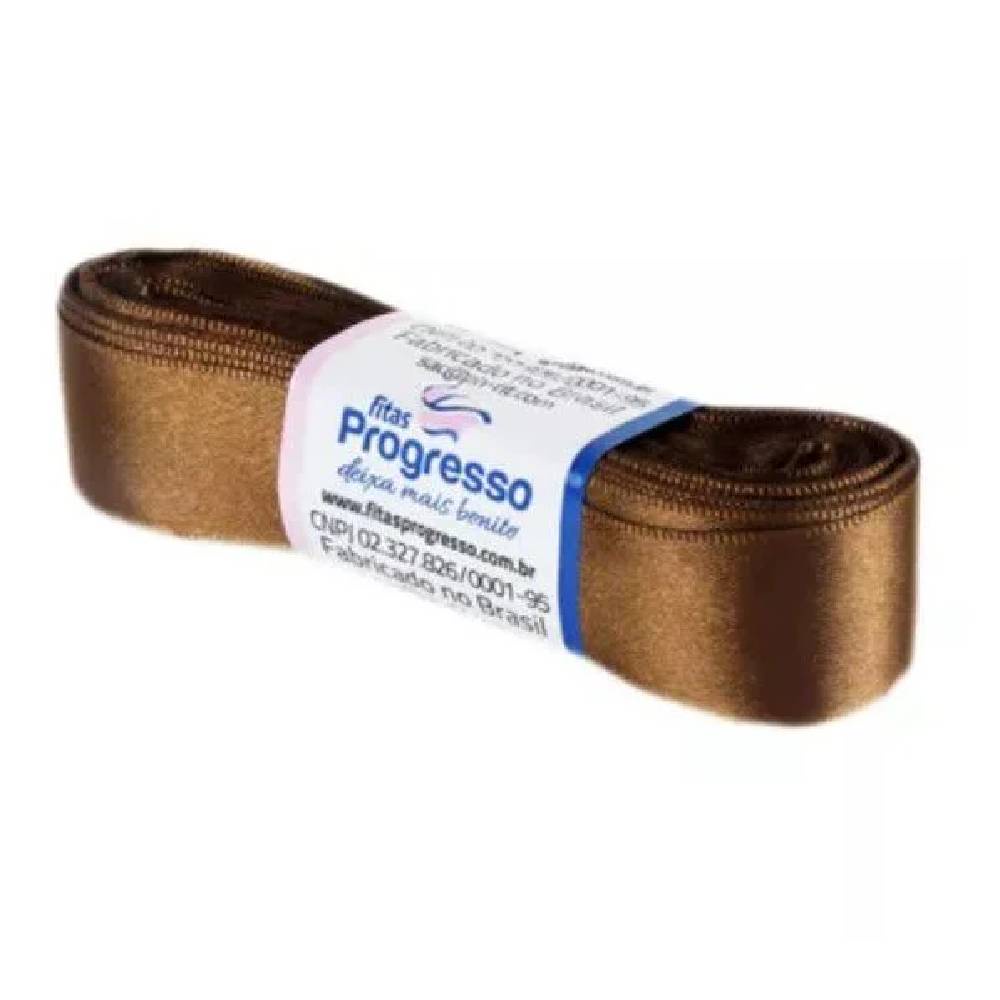 Fita de Cetim 22mm nº05 Cor Marrom 391 - 10m - 01 unidade - Fitas Progresso - Rizzo Distribuidora