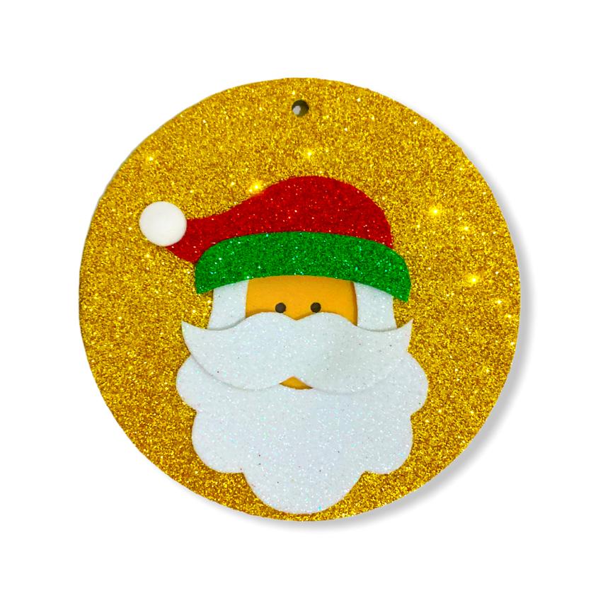 Bola c/ Papai Noel Decorativa p/ Árvore de Natal EVA c/ Glitter - 01  Unidade | Shopee Brasil