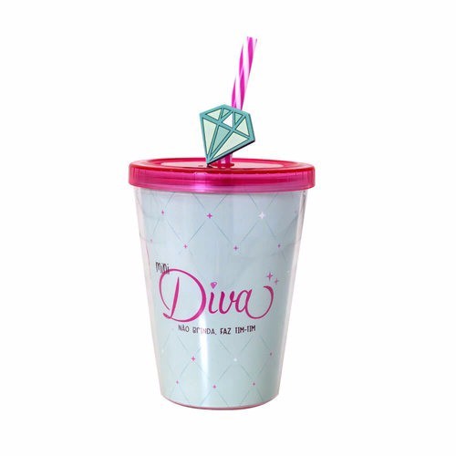 Mini Copo Com Canudo E Acessório Mini Diva Uatt