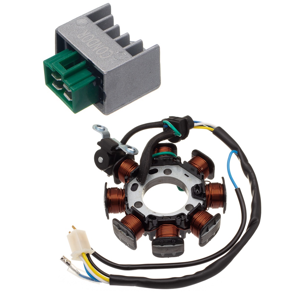 Kit estator gerador magneto e regulador voltagem YBR125 Factor XTZ125 2006 a 2010 Yamaha