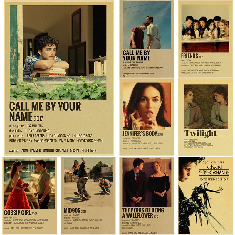Pôsteres Vintage Hot Movie Call Me By Your Name/Pulp Fiction Kraft Papel Autocolante De Ficção Bar Decoração De Sala De Bricolage Pinturas De Arte Presente Para Parede