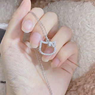 Adorável Colar De Rhinestone Kitty Cat Para Meninas
