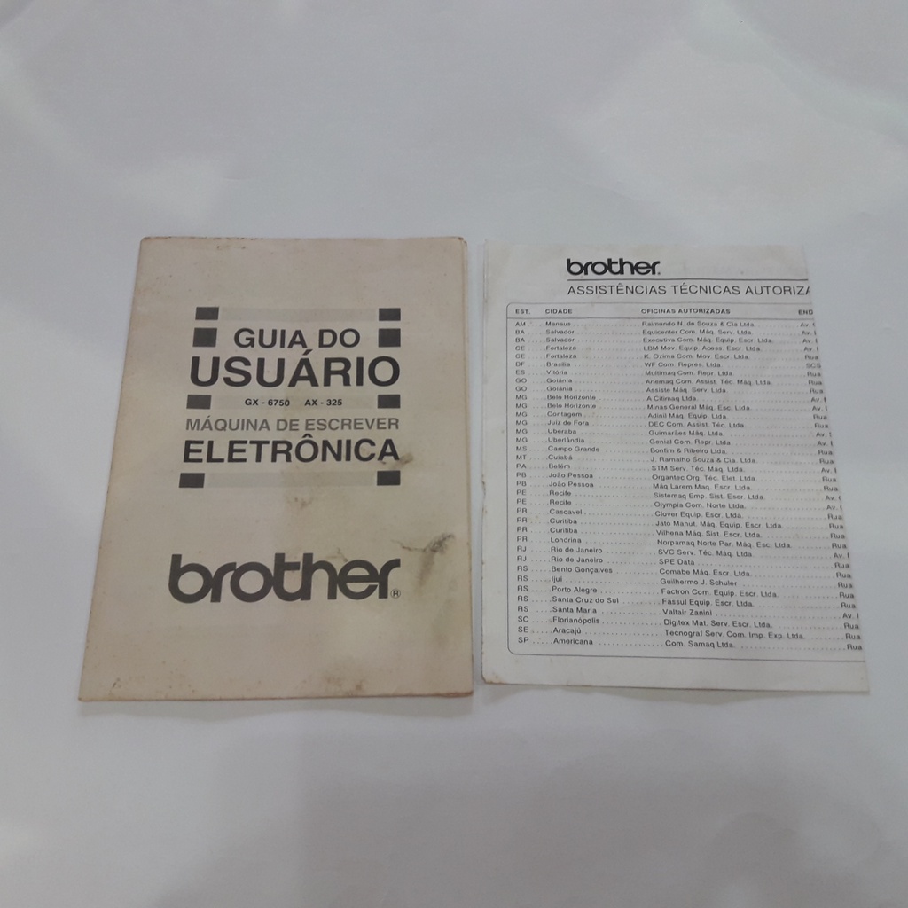 Manual Antigo Usado da Máquina de Escrever Letrônica Brother Modelo GX-6750 AX-325
