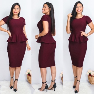 Conjunto Social Saia Lápis e Blusa Peplum Moda Feminina Evangelica Modesta Vinho em Oferta na Shopee