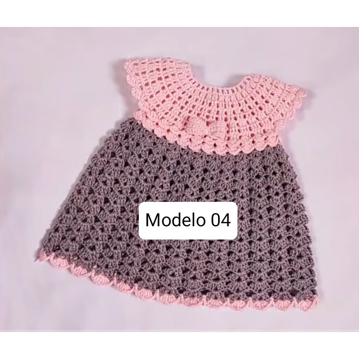 Vestido Crochê Bebe Menina Infantil Tamanho 06 a 09 Meses | Shopee Brasil
