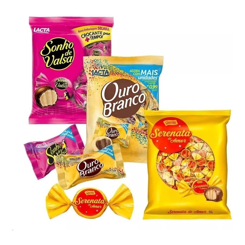Kit 3 Pacotes Bombom Sonho De Valsa + Ouro Branco + Serenata em Oferta na Shopee