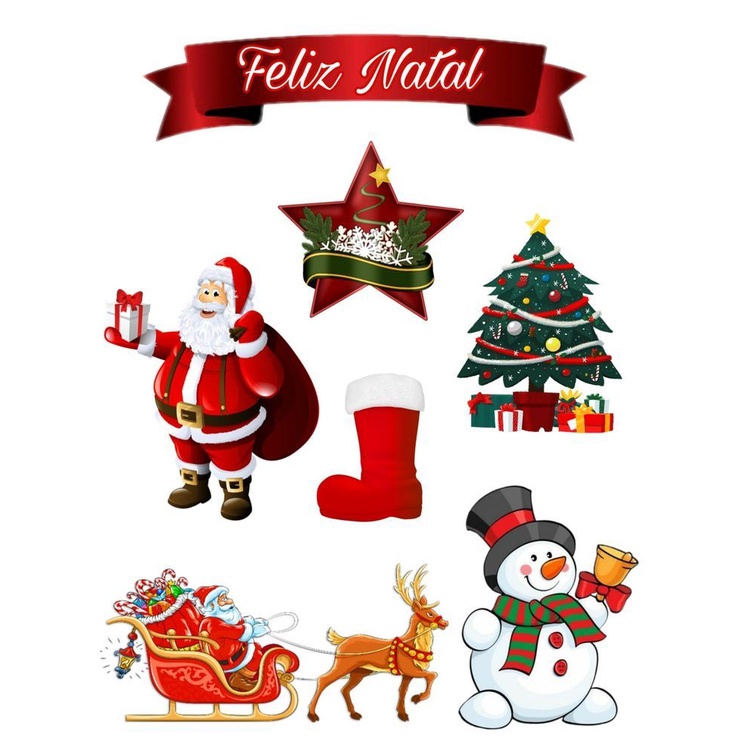 Topo De Bolo Feliz Natal Cortado Colado Envio Imediato Pronta Entrega Personalizado