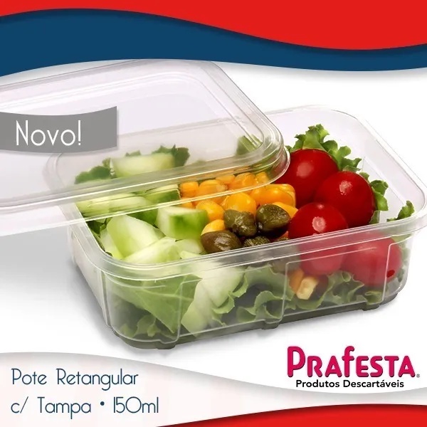 Pote Retangular Prafesta Com Tampa 150Ml Com 20 Unidades em Oferta na Shopee