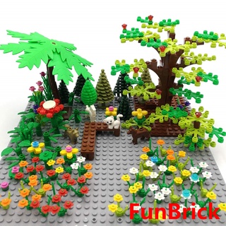 Modelo De Plantas De Grama Da Flor Árvore Compatível blocos de construção famosos Pequeno Partículas Building Blocks Floresta Cena Presente Das Crianças Brinquedo