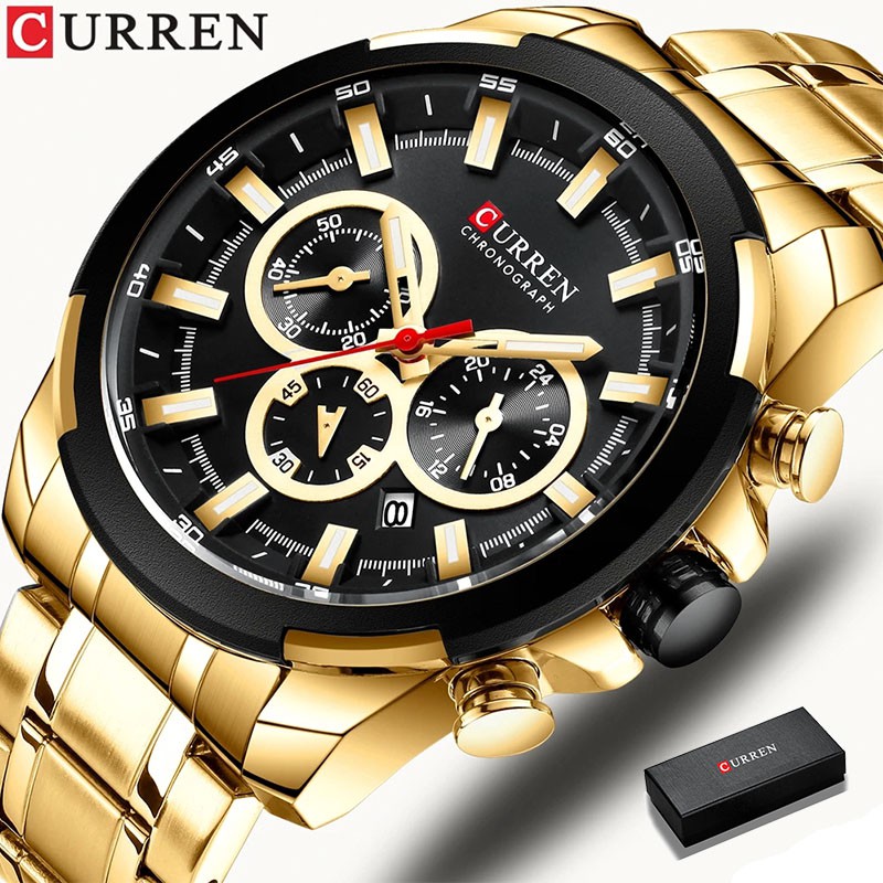 CURREN Relógio De Pulso Masculino Casual Esportivo Quartzo Aço Inoxidável À Prova D'água 8361