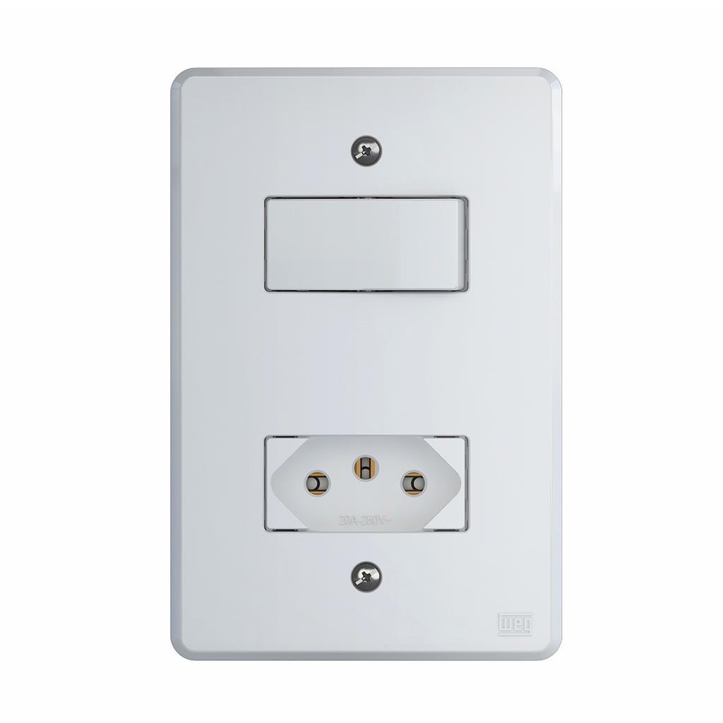 Conjunto Interruptor Simples Tomada 2P+T 20A 250V 4X2 Branco - Home & Living