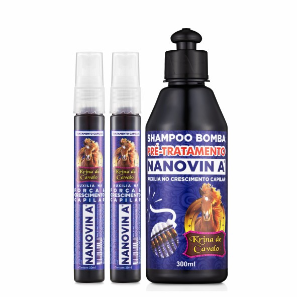 Dupla Cresce Cabelo - Nanovin A 30 Ml + Shampoo Bomba 300 Ml