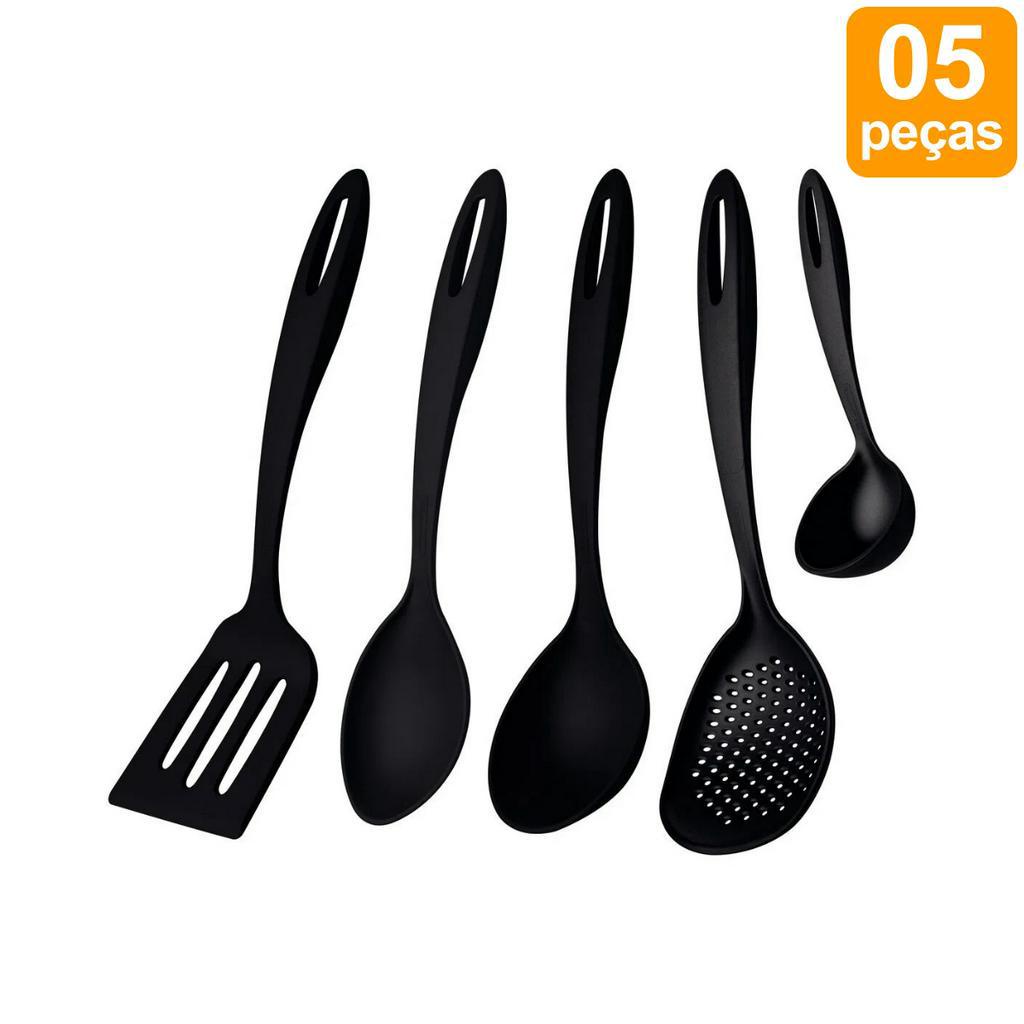 Jogo de Utensílios Nylon Tramontina Ability Preto - 5 Peças