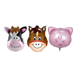 3 Balão Metalizado Fazendinha Cavalo Vaca E Porco 50x45cm em Oferta na Shopee