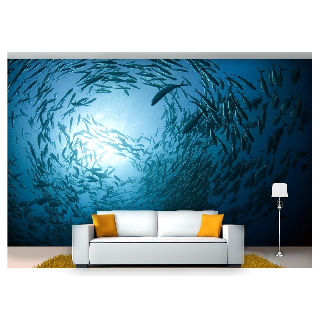 papel de parede Animais cardume peixes 3D m² ANM179