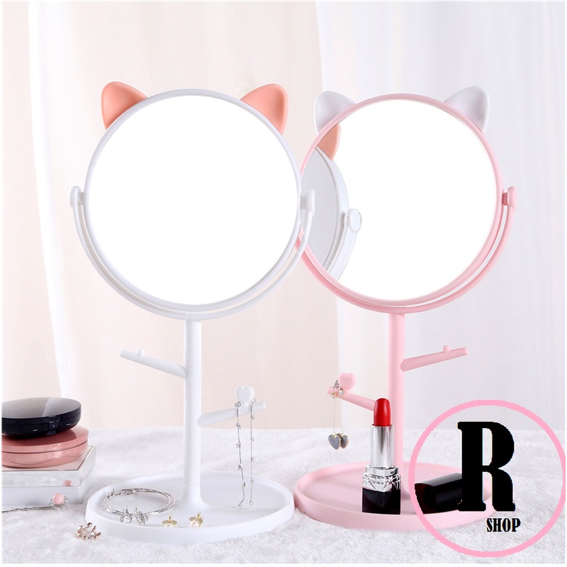 Espelho Mesa Redondo Base Porta Joias e Ganchinhos C/Ganchos