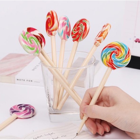Kit Canetas Fofas Pirulito Bala Colorida Lollipop Pen Cores Variadas Aleatórias em Oferta na Shopee