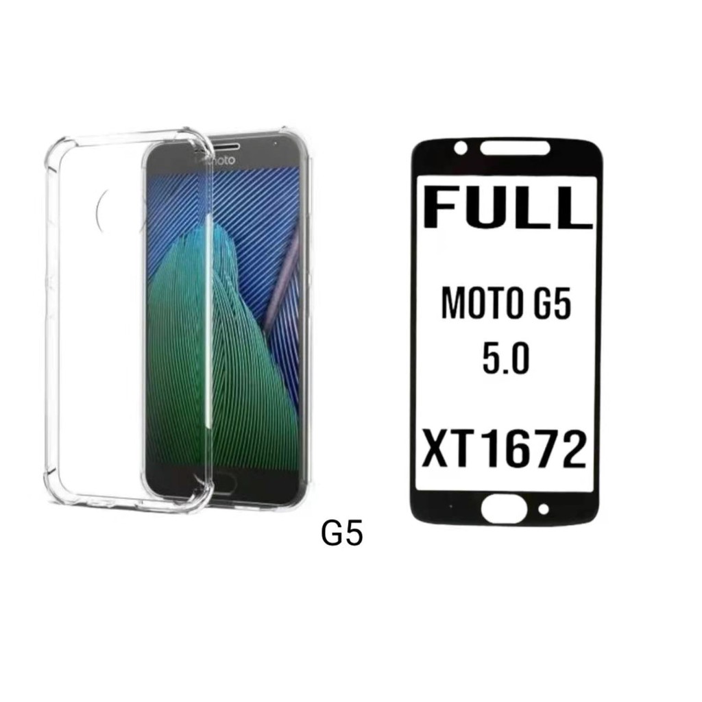 Capa Case Capinha Anti Shock Motolora Moto G5 Xt1672 + Pelicula De Vidro 3d
