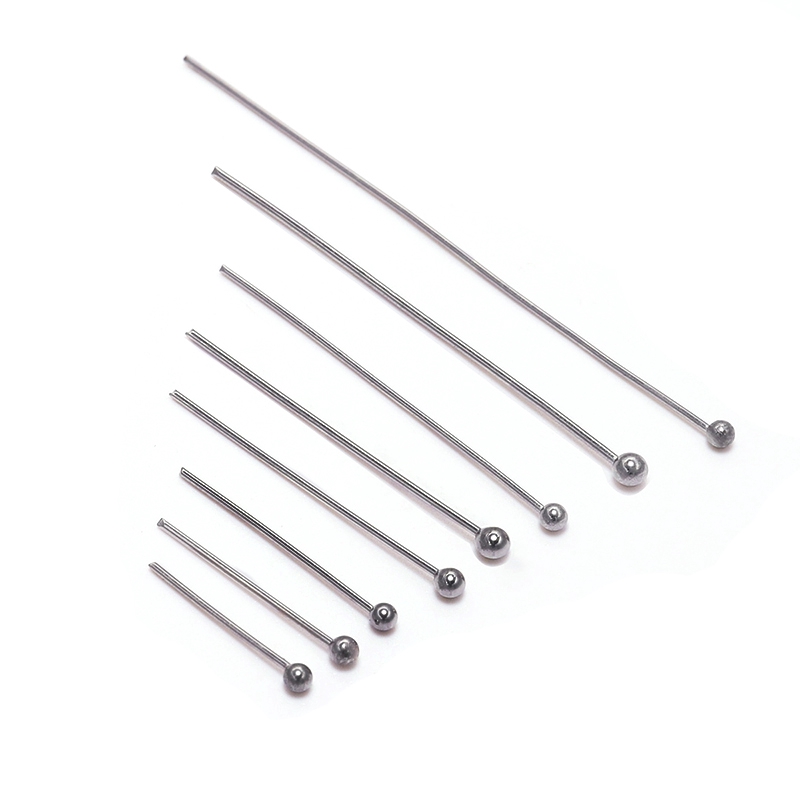 St.kka 100 Peças/Lote 15 20 30 40 50mm Brilhante Prata Bola De Aço Inoxidável Cabeça Agulha Para Diy Fazer Jóias Acessórios De Distoverção