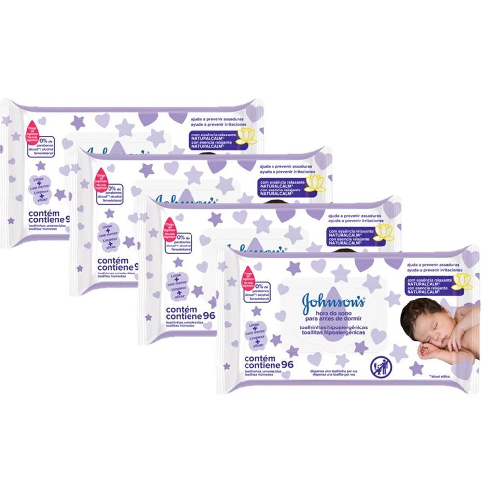 Kit com 4 Johnson's Baby Toalhinhas Hora do Sono com 384 unidades em Oferta na Shopee