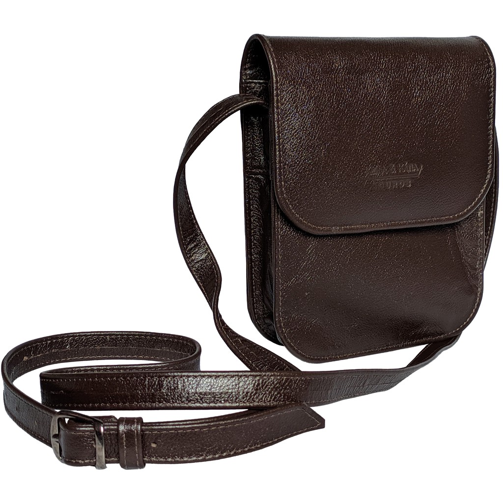 Bolsa Capanga Tiracolo Masculina De Couro Legítimo Bovino Tamanho Pequeno Porta Celular Carteiras