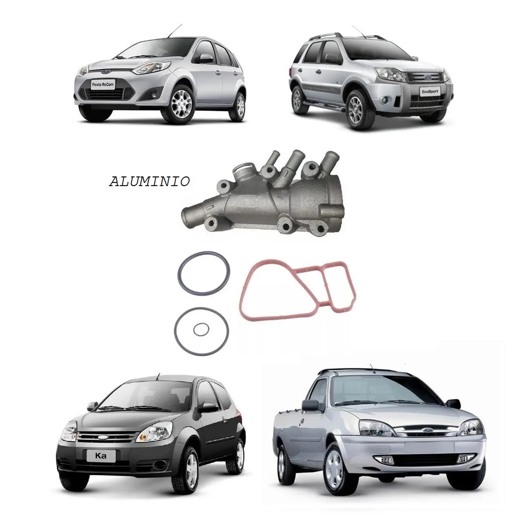 Carcaca Valvula Termostatica Ford Fiesta Courier Ka 1.0 1.6 99 2000 2001 2002 2003/... Ecosport 2003/... Zetec Aluminio