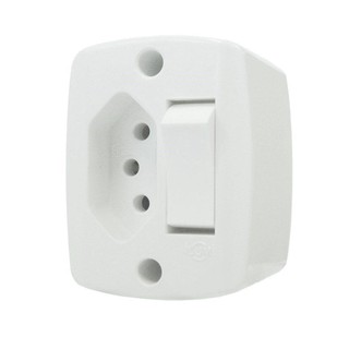 Interruptor com Tomada 10a Externo Branco Ilumi