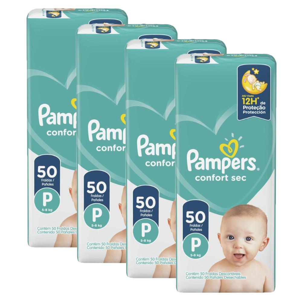 Kit Fralda Pampers Confort Sec Tamanho P com 200 unidades em Oferta na Shopee