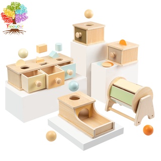 Treeyar Brinquedos Montessori Cor Macaroon/Caixa De Moedas , Futebol , Objec Permanência Box Para Crianças 8-24 Mês Aprendizagem Bebê Material