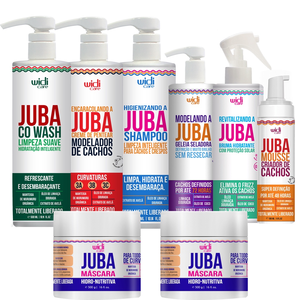 Kit Widi Care Shampoo, Co Wash, Geleia, Mousse, Bruma, Encaracolando e 2 Máscaras