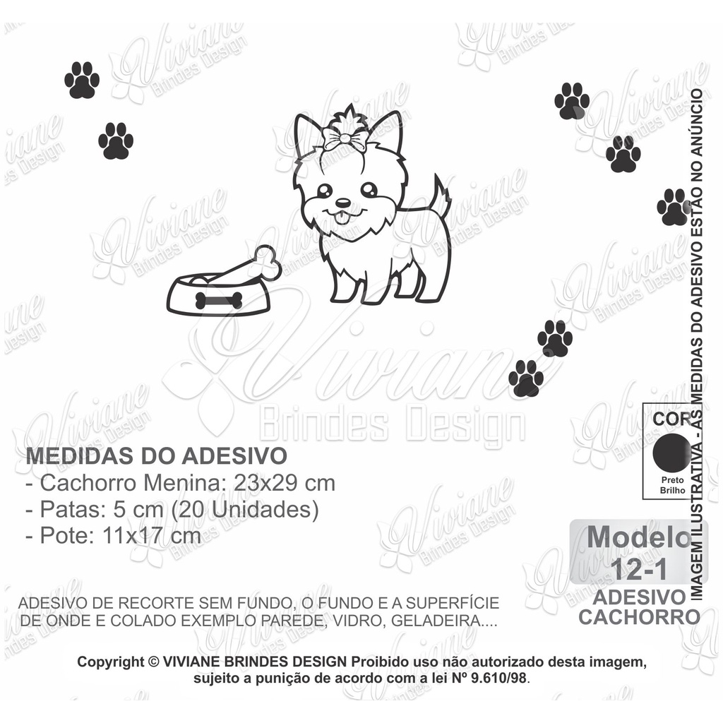 Adesivo Decorativo Pet Shop Cachorro Yorkie Yorkshire Menina Patinhas M12p