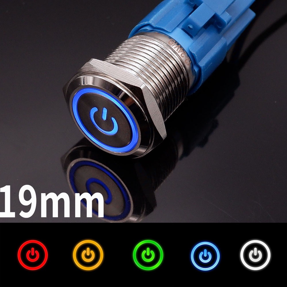 19mm Botão De Pressão De Metal Com Liga/Desliga Para Claro De Carro Controle De Botões/Soquetes Iluminado/Fecho Automático/5V/12V