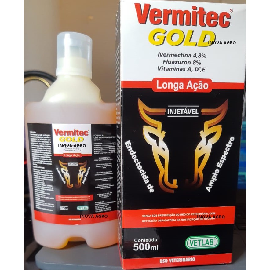 Vermitec Gold 4.8% + Fluazuron 8% - Gado - 500ml - Vermifugo Bovinos ...