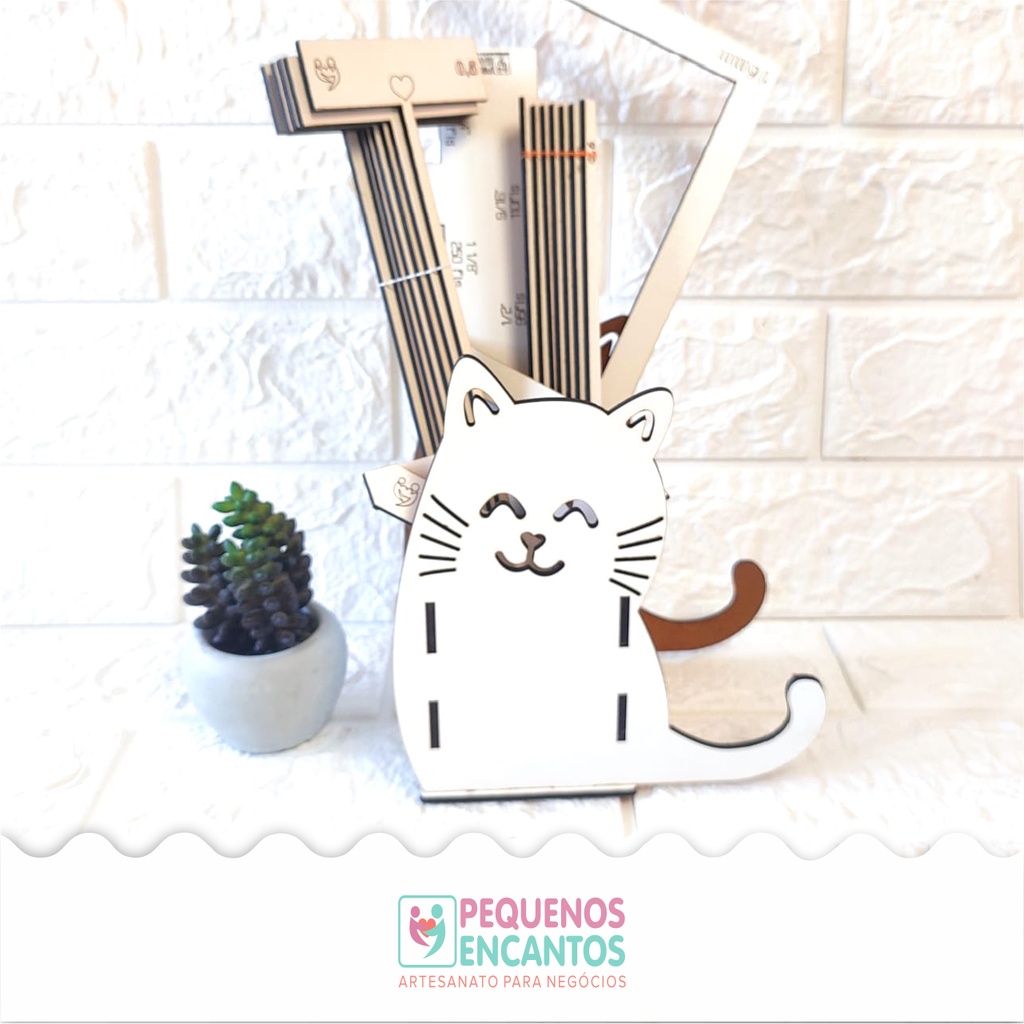 Kit de Gabaritos Com porta lápis Gatinho