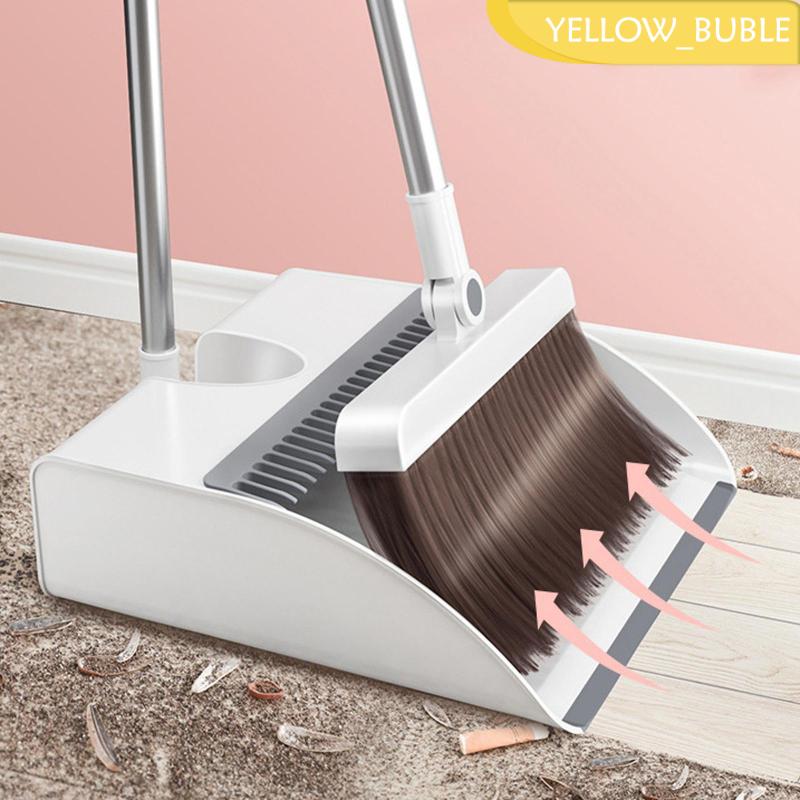 (Amarelo_Buble) Conjunto De Vassouras E Poeiras Ajustáveis Para Limpeza De Piso De Casa / Cozinha / Escritório
