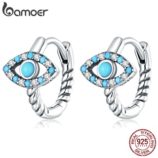 Bamoer 1 Par De Brinco Feminino De Prata Turquesa Com Olhos Demônio 925 Fivelas
