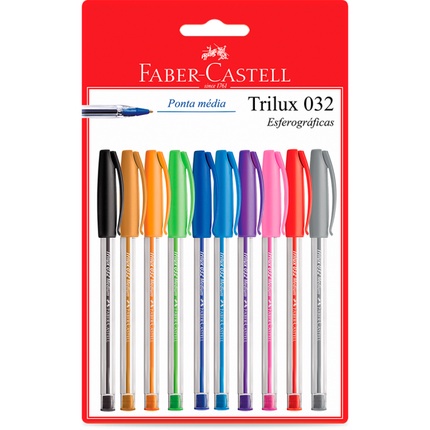 Caneta Esferográfica Trilux FABER CASTELL - Blisters c/3un, 5un ou 10un